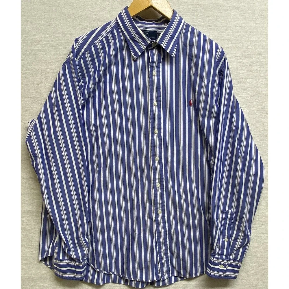 Polo Ralph Lauren Alcott Button Down Shirt‎ Mens 17 1/2 (36/37) Striped Pony
